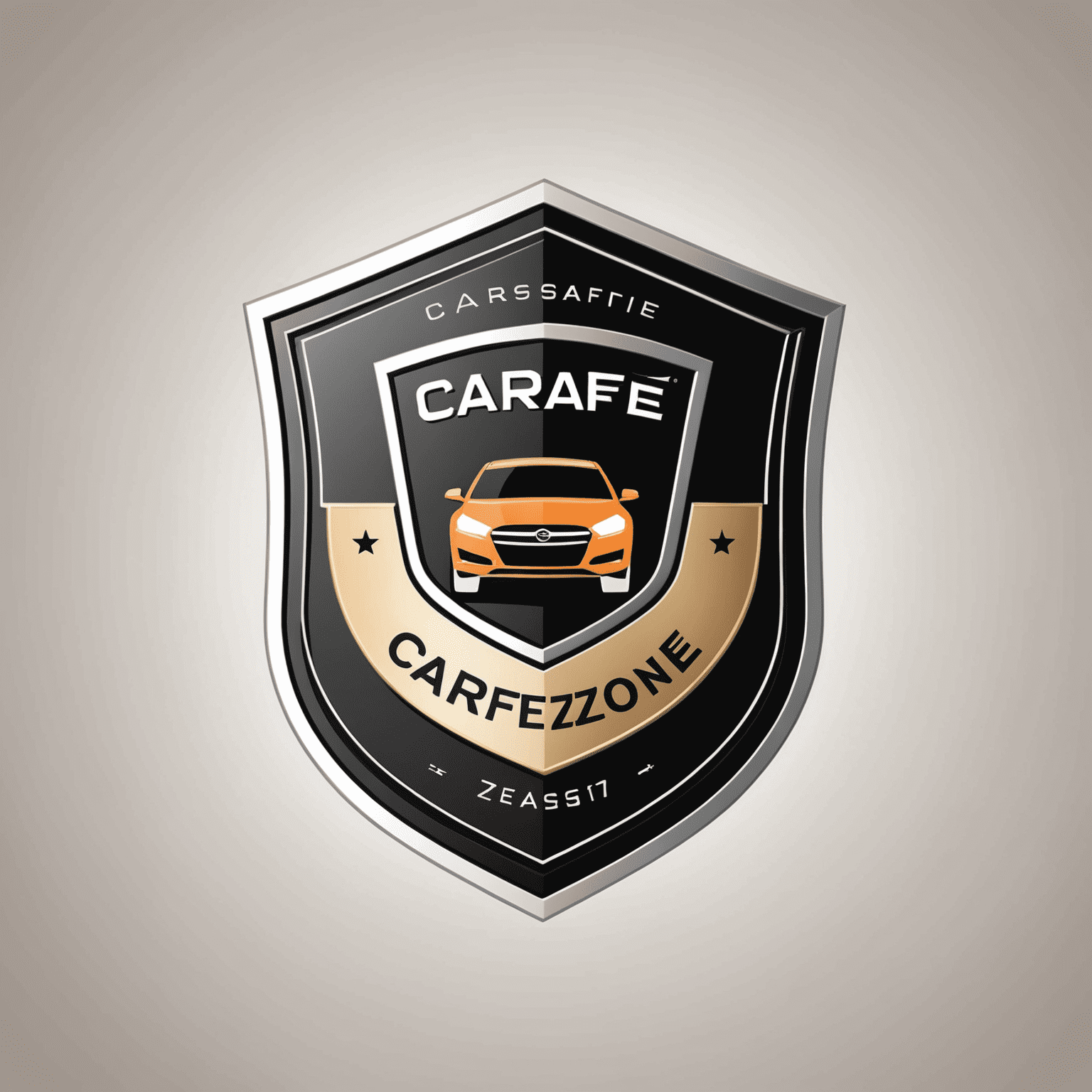 CarSafeZone logo: Een modern en strak ontwerp met een gestileerde auto en een schild, wat veiligheid en bescherming symboliseert