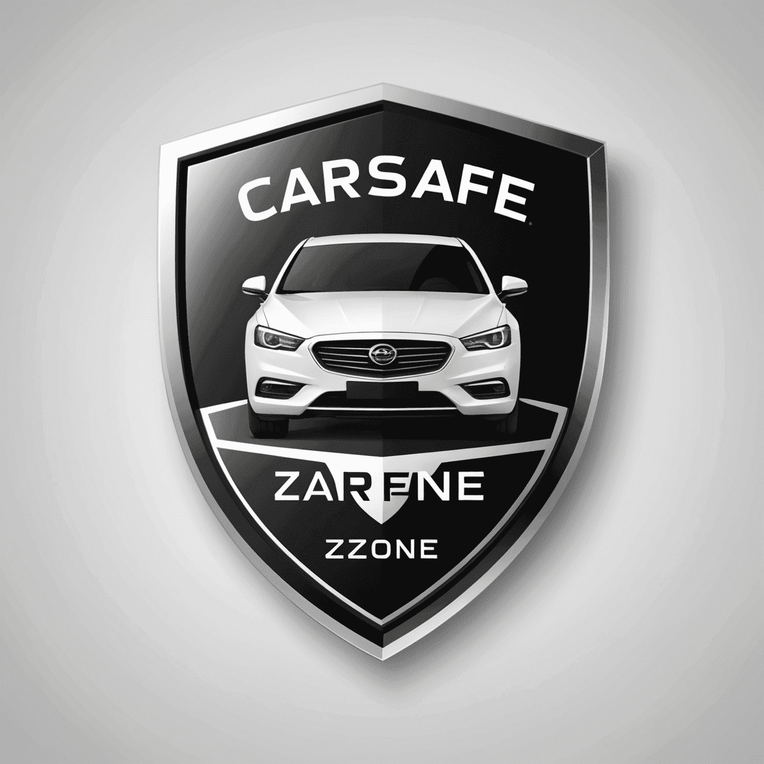 CarSafeZone logo: Een modern en strak ontwerp met een gestileerde auto en een schild, wat veiligheid en bescherming symboliseert