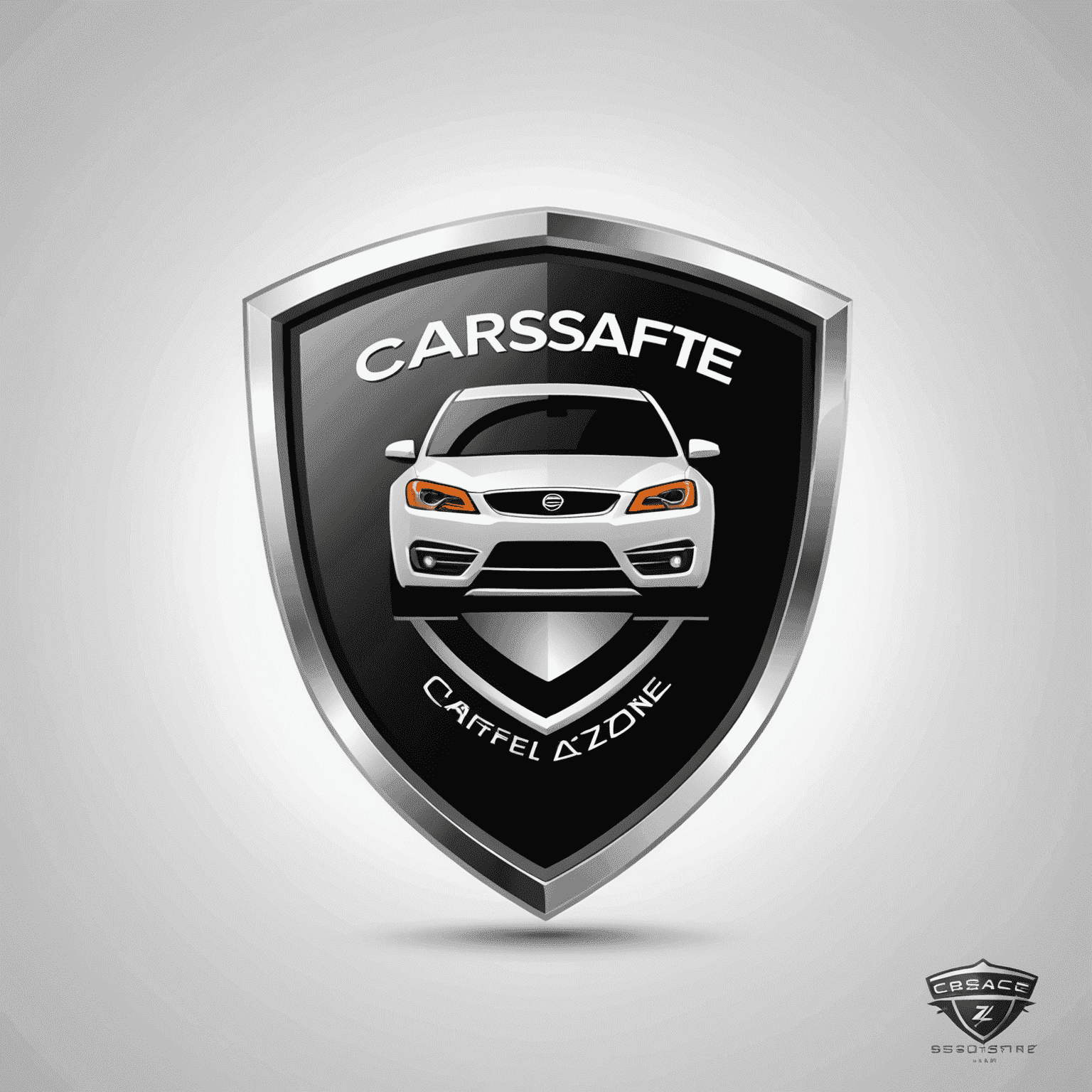 CarSafeZone logo: Een modern en strak ontwerp met een gestileerde auto en een schild, wat veiligheid en bescherming symboliseert