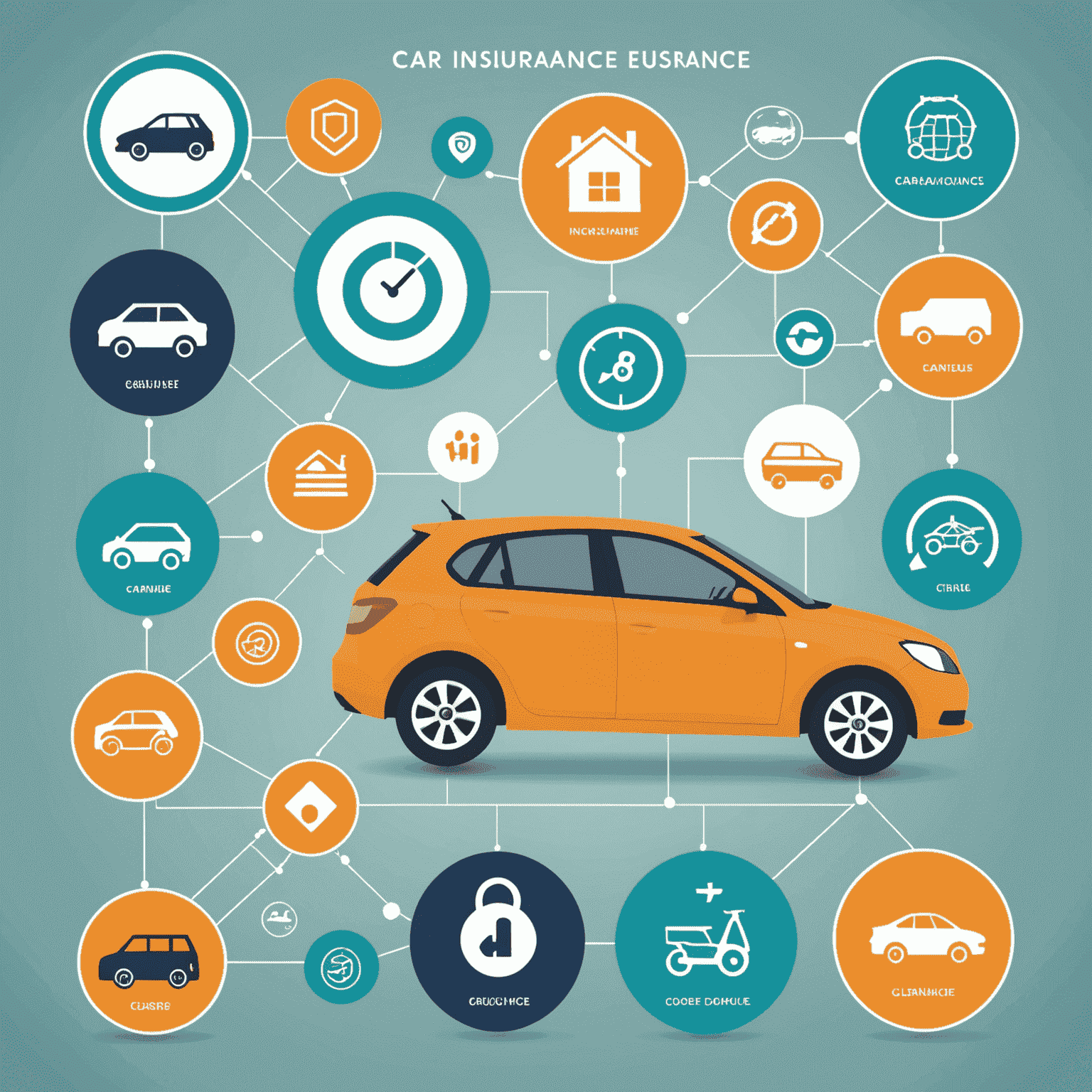 Grafiek die de nieuwste trends in autoverzekeringen in Nederland laat zien, met pictogrammen van digitale innovaties en consumentenvoorkeuren